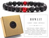 BRANSOLETKA UNISEKS HOWLIT CZERWONY LAWA WULKANICZNA OCHRONA SPOKÓJ