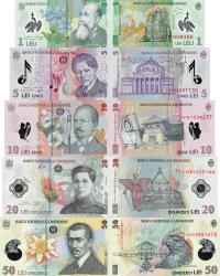 Rumunia - Romania zestaw 5 szt 1+5+10+20+50 lei - Pick 117-120 UNC Polymer