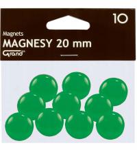 Plastikowe MAGNESY na lodówkę tablice 20mm zielone 10szt GRAND