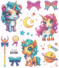 TATUAŻE DLA DZIECI BROKATOWE ZMYWALNE KONIKI JEDNOROŻEC JEDNOROŻCE