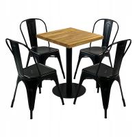 Zestaw stół Bistro Wood 4 krzesła Tolix czarne