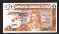 GIBRALTAR - 20 FUNTÓW 1975 SPECIMEN UNC