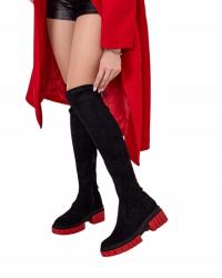 Royalfashion женские сапоги выше колена плоский каблук