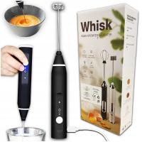 Spieniacz do mleka Whisk ręczny czarny 8 W z wymiennymi końcówkami