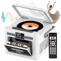 PRZENOŚNY RADIOODTWARZACZ CD-KASETA GŁOŚNIKIEM BLUETOOTH RADIO FM BIAŁY
