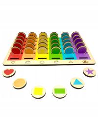 Drewniany sorter - układanka kształtów i kolorów Montessori