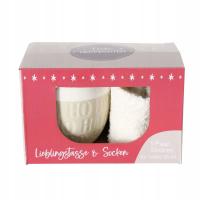 KUBEK PREZENTOWY 600 ml NA ŚWIĘTA + ZIMOWE SKARPETKI ZESTAW NA MIKOŁAJKI