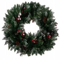 Stroik Świąteczny Wianek na Drzwi Dekoracyjny Ozdobny Ozdoba 50cm Ośnieżony