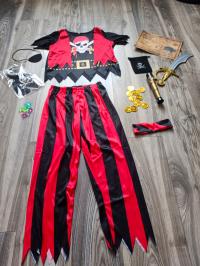 Strój Pirat Bal karnawałowy, przebierańców + akcesoria r.128/134 Nowy