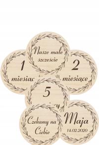 TABLICZKI do zdjęć drewniane miesiące 13 tabliczek