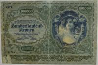 12.di.Austria, 100 000 Koron 1922 rzadki, St.3/4+