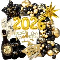 BALONY NA SYLWESTRA SYLWESTROWE ZESTAW DEKORACJE OZDOBY CYFRY 2026 GADŻETY