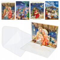 Kartki świąteczne bożonarodzeniowe przestrzenne 3D religijne duże MIX 5 szt