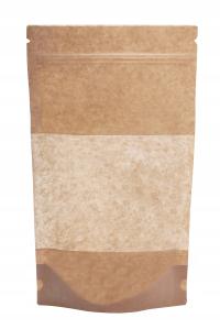 DOYPACK kraft brązowy z okienkiem 250ml worek opakowanie strunowe - 100 szt