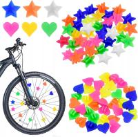 70 sztuk kolorowych ozdób na szprychy rowerowe, gwiazdy, koraliki szprychow