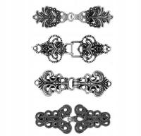 4X SREBRNE OZDOBNE KLIPSY ZAPIĘCIA SPINIANIE SWETRÓW KARDIGANÓW VINTAGE Y2K