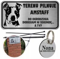 TABLICZKA UWAGA PIES ADRESÓWKA AMSTAFF