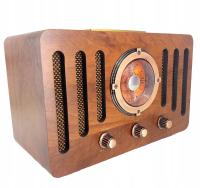 Radio Raiseng FM/AM/SW USB/TF Bluetooth Aku 18650 8W Głośnik Antena Drewno