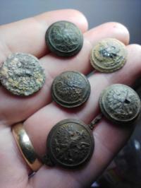 Guzik Wojsko Polskie IIRP wz. 1928 - 5 szt. II wojna światowa MAŁE ZESTAW