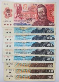 9 banknotów 10, 20, 50 Koron Czechosłowacja ZESTAW 1986,87,88 ładne stany