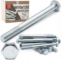 Śruba M10 120mm sześciokątna na klucz ocynkowana ocynk DIN 931 kl.8.8 1kg