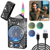 DRAGON ELEKTRYCZNA ZAPALNICZKA USB Z FUNKCJĄ ZEGARA, PODWÓJNY ŁUK PLAZMOWY