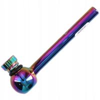 СТЕКЛЯННАЯ ТРУБКА ДЛЯ СИГАРЕТ С МЕТАЛЛИЧЕСКИМ ЦИБУХОМ И СИТЕЧКОМ ДЛЯ КУРЕНИЯ RAINBOW 12 СМ