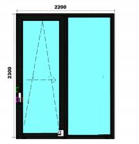 Дешевые окна патио балкон раздвижные PSK 1x матовый черный 2 стекла 220x230