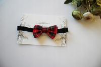 Mucha muszka czerwona krata pies kokarda rozmiar M