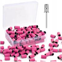 Nakładki ścierne do pedicure różowe #240 + nośnik 100szt zestaw w pudełku