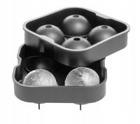 СИЛИКОНОВАЯ ФОРМА ДЛЯ 4 ЛЕДЯНЫХ ШАРИКОВ ДЛЯ НАПИТКОВ СЕРЫЙ