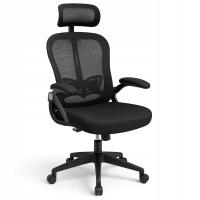 KRZESŁO BIUROWE REGULOWANY OBROTOWY FOTEL BIUROWY ERGONOMICZNY KB109 CZARNY