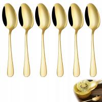 ЧАЙНАЯ ЛОЖКА ЗОЛОТОЙ ДЕСЕРТ СТОЛОВЫЕ ПРИБОРЫ ЗОЛОТЫЕ ЧАЙНЫЕ ЛОЖКИ БЛЕСК НАБОР 6ШТ