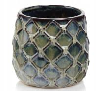 Osłonka Donica Ceramiczna Vintage niebiesko / kremowy 15x15 cm