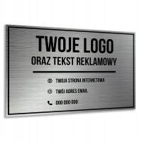 Tabliczka TWOJE LOGO i TEKST Druk UV DIBOND 3mm Aluminium 30x20cm Elegancka