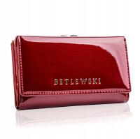 Женский кожаный кошелек Betlewski красный лакированный большой RFID для подарка