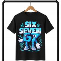 KOSZULKA DZIECIĘCA CZARNA SIX SEVEN BRAINROT 67 HIT ROZMIAR S 128cm