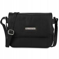 Damska torebka skóra naturalna skórzana listonoszka mała czarna premium