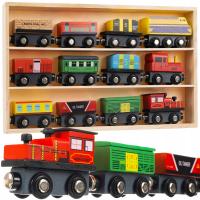 Деревянная железная дорога поезд на магнит вагоны набор Локомотив для детей