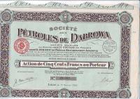 Galicja, Petroles de Dabrowa, akcja na 100 franków z 1920 r.