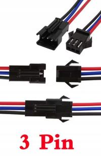 KOMPLET ZŁĄCZ JST 2.54mm 3-pin GNIAZDO + WTYK Z KABLEM 2X 20CM