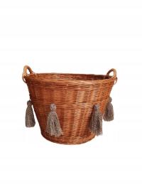 Круглая плетеная корзина для хранения игрушек