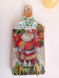 Wieszak drewniany decoupage, wieszak scienny, dekoracja świąteczna, Prezent