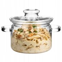 SZKLANY GARNEK 2L Z POKRYWKĄ ŻAROODPORNY NACZYNIE ŻAROODPONE WYTRZYMAŁY