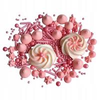 Посыпка безе БЕЗИКИ бусины миндальное печенье 45 г Микс розовое украшение торта 342