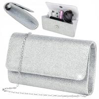 KOPERTÓWKA SREBRNA BŁYSZCZĄCA WIECZOROWA TOREBKA NA SYLWESTER ANDRZEJKI