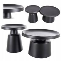 Ława okrągłe stoliki kawowe zestaw do salonu RODOS CZARNY MAT fi50 fi70