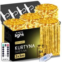 KURTYNA ŚWIETLNA NA OKNO 300 LED 3x3m LAMPKI BIAŁE CIEPŁE GIRLANDA + PILOT