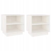 Szafki nocne, 2 szt., białe, 40x34x40 cm, lite drewno sosnowe