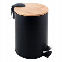 Мусорный бак для ванной комнаты черный маленький мусорный бак с педалью лофт бамбук YOKA